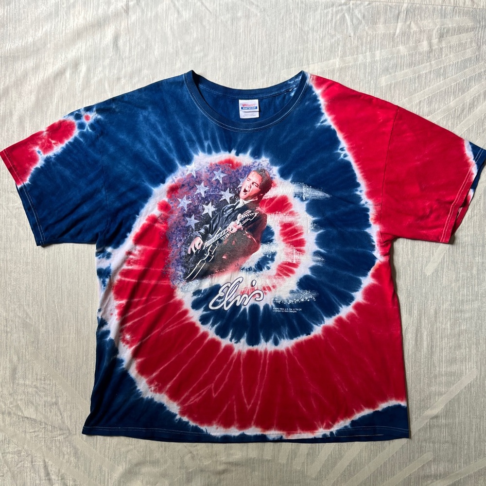 Vintage 90s Elvis Presley Tie Dye Shirt 2XL USA Slick Designs